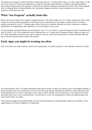 Too Frequent Botox: Risks to Outcomes and Natural Expression