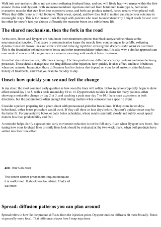 Botox vs Dysport: Differences in Onset, Spread, and Feel