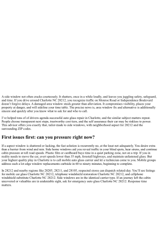 Side Window Repair Charlotte NC 28212: A Quick Guide for Busy Drivers