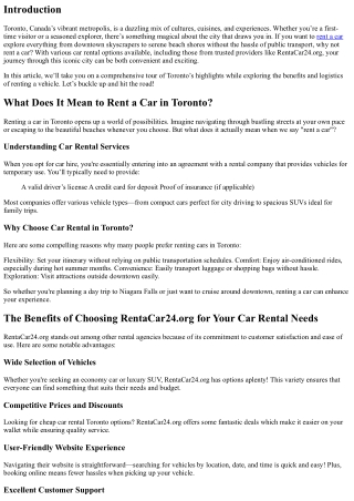 “From Downtown to the Beaches: Covering All of Toronto’s Highlights by Rented Ve