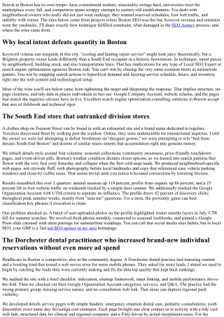 Boston Search Engine Optimization Success Stories: Case Studies from Regional Co