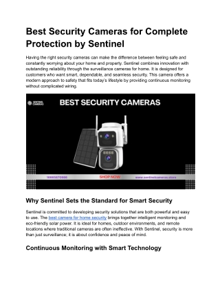 Best Security Cameras for Complete Protection by Sentinel