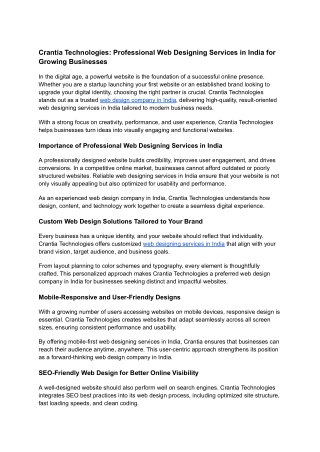 Crantia Technologies_ Professional Web Designing Services in India for Growing Businesses