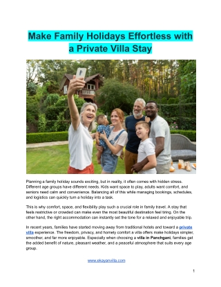 Make Family Holidays Effortless with a Private Villa Stay