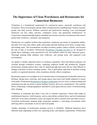 The Importance of Clean Warehouses and Restaurants for Connecticut Businesses
