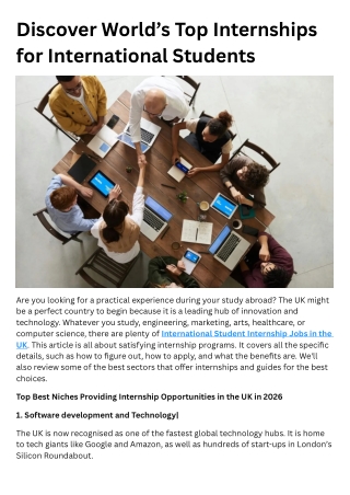 Discover World’s Top Internships for International Students