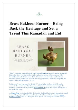 Brass Bakhoor Burner – Bring Back the Heritage and Set a Trend This Ramadan and Eid