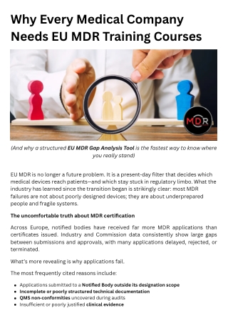 Why Every Medical Company Needs EU MDR Training Courses