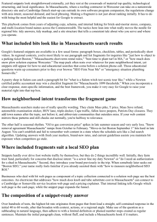 Just How Massachusetts Companies Can Win Featured Snippets Locally