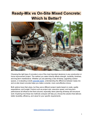 Ready-Mix vs On-Site Mixed Concrete_ Which Is Better