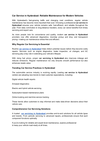 Car Service in Hyderabad_ Reliable Maintenance for Modern Vehicles