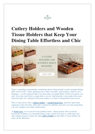 Cutlery Holders and Wooden Tissue Holders that Keep Your Dining Table Effortless and Chic