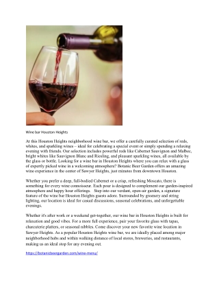 Wine bar Houston Heights