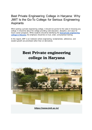 Best Private Engineering College in Haryana