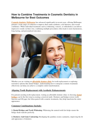 How to Combine Treatments in Cosmetic Dentistry in Melbourne for Best Outcomes