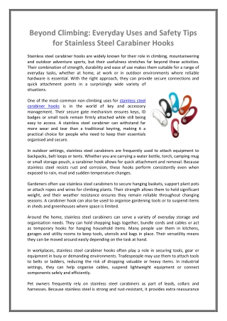 Beyond Climbing  Everyday Uses and Safety Tips for Stainless Steel Carabiner Hooks