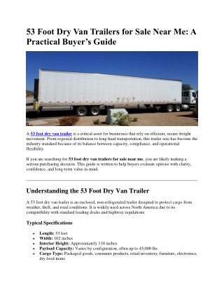 53 Foot Dry Van Trailers for Sale Near Me
