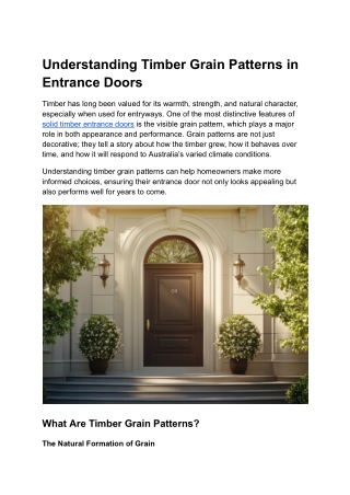 Understanding Timber Grain Patterns in Entrance Doors