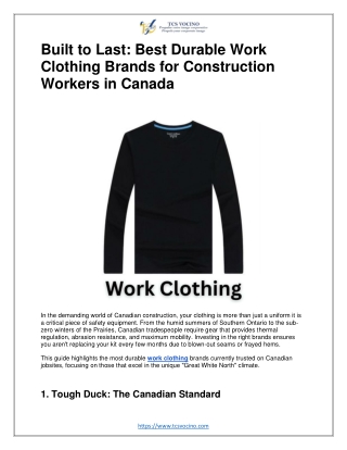 Built to Last: Best Durable Work Clothing Brands