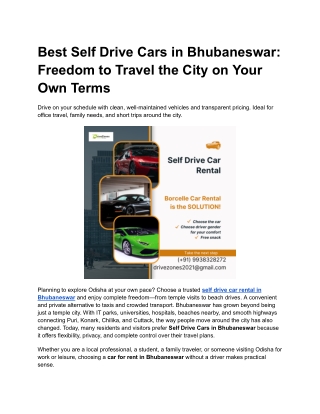 Self Drive Cars in Bhubaneswar