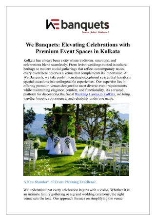 We Banquets: Elevating Celebrations with Premium Event Spaces in Kolkata