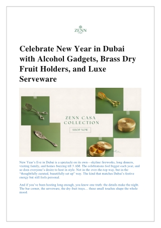 Celebrate New Year in Dubai with Alcohol Gadgets, Brass Dry Fruit Holders, and Luxe Serveware