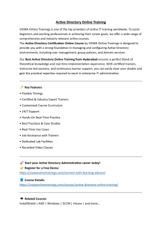 Active Directory Online Training & Certification From India