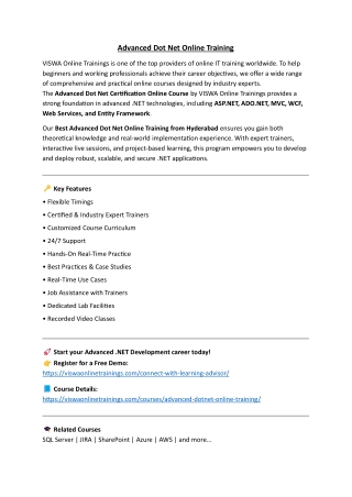 Advanced Dot Net Online Certification Training Course