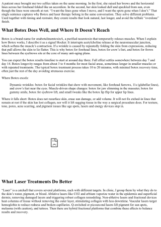 Botox vs Laser Treatment: Best Uses and Combined Plans