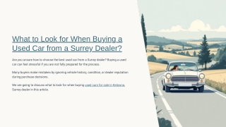 What to Look for When Buying a Used Car from a Surrey Dealer?