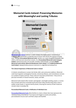 Memorial Cards Ireland