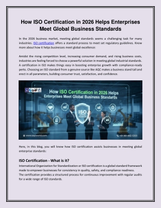 How ISO Certification in 2026 Helps Enterprises Meet Global Business Standards
