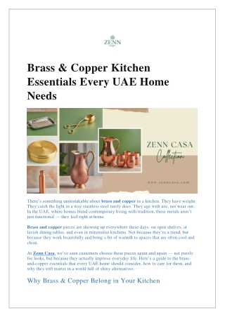 Brass & Copper Kitchen Essentials Every UAE Home Needs