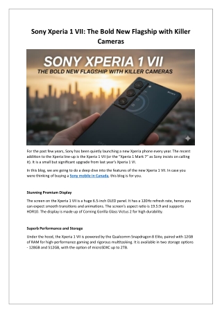 Sony Xperia 1 VII The Bold New Flagship with Killer Cameras