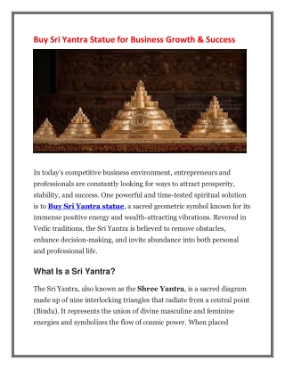 Buy Sri Yantra Statue for Business Growth & Success