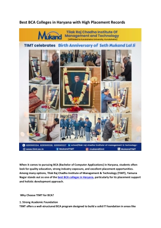 Best BCA Colleges in Haryana with High Placement Records