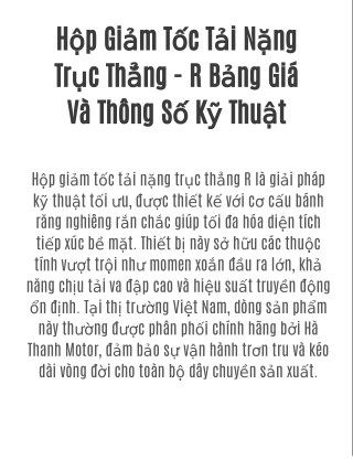 Hộp giảm tốc tải nặng trục thẳng R