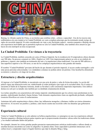 Explora la Ciudad Prohibida en sus programas a Beijing