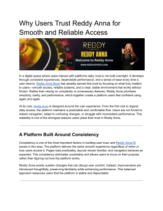 Why Users Trust Reddy Anna for Smooth and Reliable Access