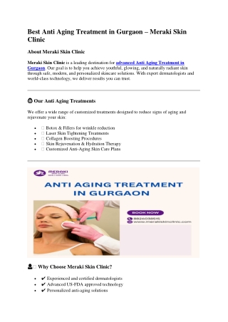 Best Anti Aging Treatment in Gurugram