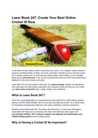 Laser Book 247_ Create Your Best Online Cricket ID Now