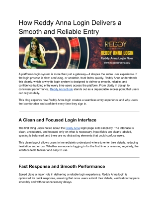 How Reddy Anna Login Delivers a Smooth and Reliable Entry