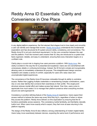 Reddy Anna ID Essentials: Clarity and Convenience in One Place