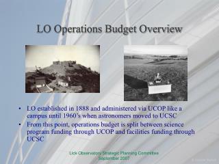 LO Operations Budget Overview
