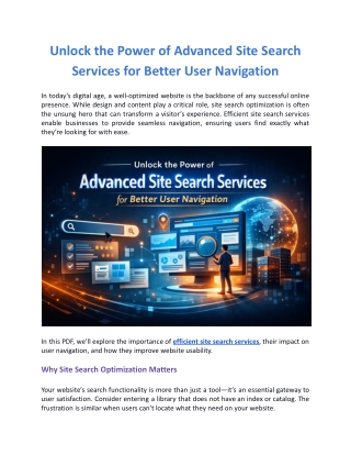 Unlock the Power of Advanced Site Search Services for Better User Navigation