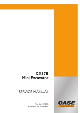 CASE CX17B Mini Excavator Service Repair Manual Instant Download