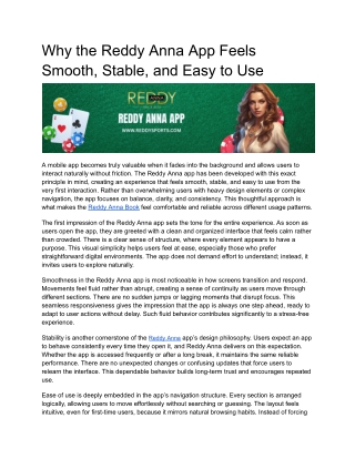 Why the Reddy Anna App Feels Smooth, Stable, and Easy to Use