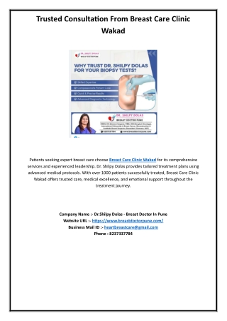 Trusted consultation from Breast Care Clinic Wakad