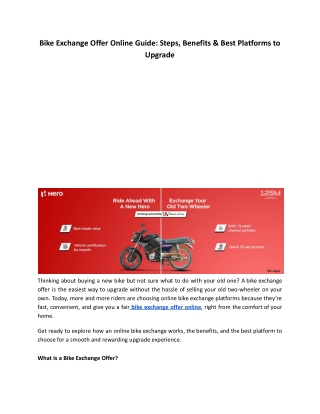 Bike Exchange Offer Online Guide_ Steps, Benefits & Best Platforms to Upgrade