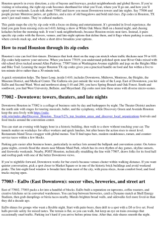 Houston, Texas Zip Codes Explained: Best Locations for Dining and Entertainment